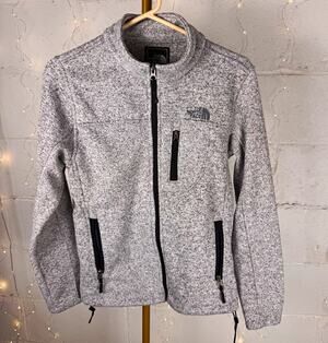 the north face women’s S gray sweater fleece full zip jacket zip pockets